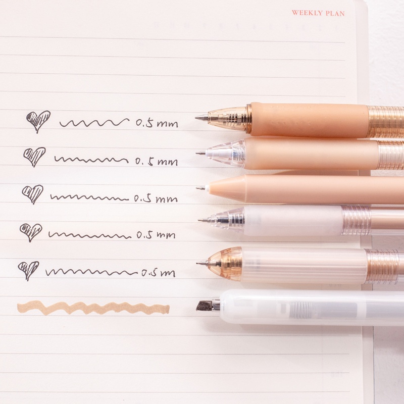 Set 6 Bút Mực Gel Ngòi 0.5mm Mực Đen Kiểu Dáng Dễ Thương