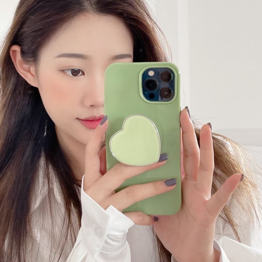 Ốp lưng màu xanh lá mùa hè kèm giá đỡ thích hợp cho Iphone 11 12promax Se 2020 11promax