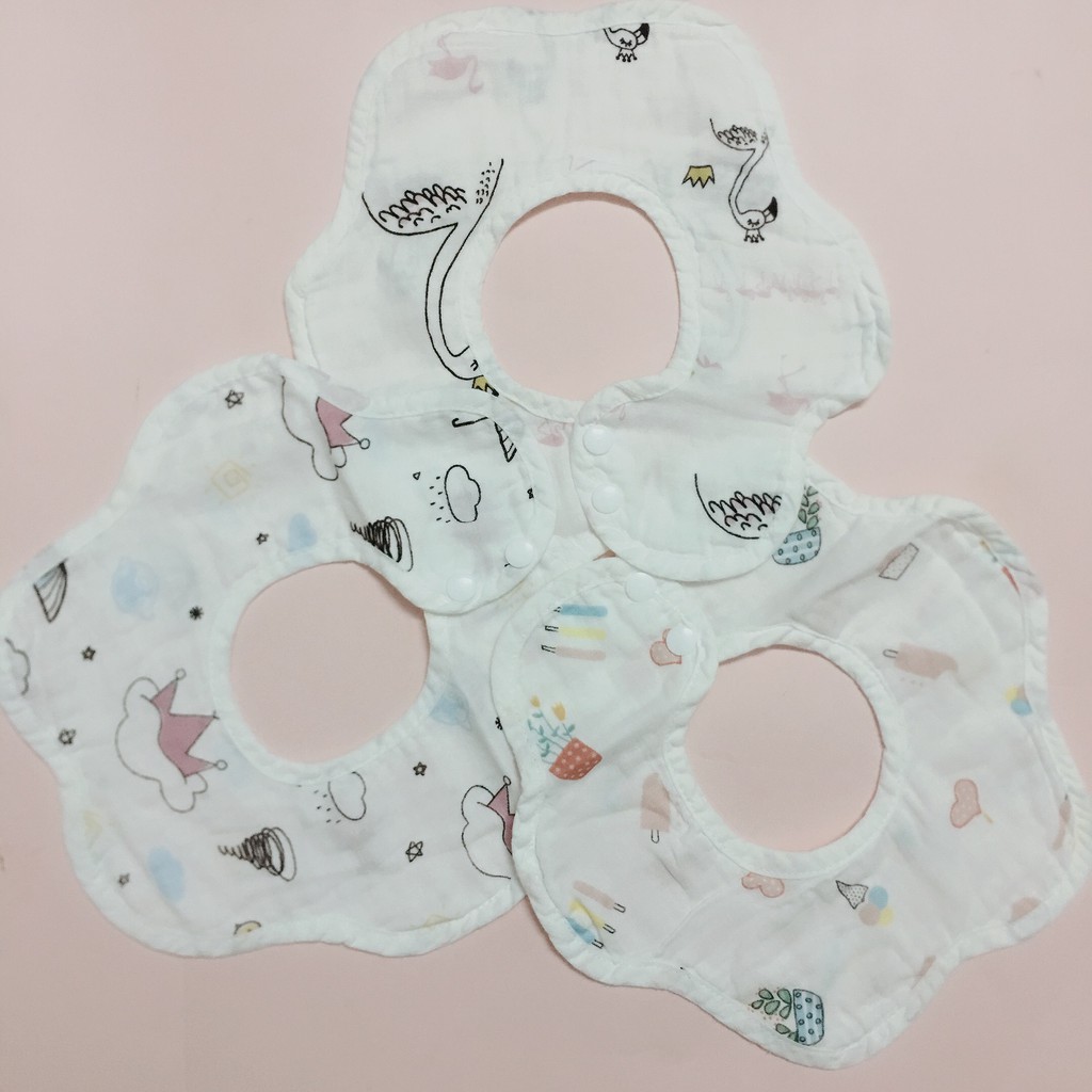 Set 2 yếm tròn Organic cotton HQ cho bé
