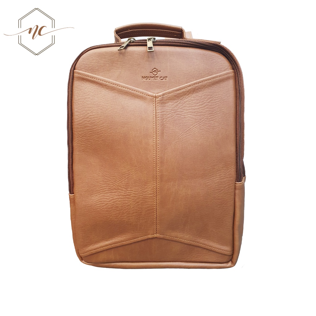 Balo Đựng Laptop NGUYET CAT Leather, Da Pu Cao Cấp, Thời Trang, Trẻ Trung Cho Nam, Balo Thời Trang Chống Nước NC09