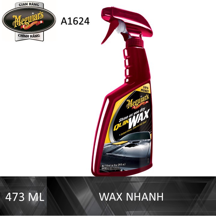 [Mã LT50 giảm 50k đơn 250k] Meguiar's Wax bóng nhanh cho sơn dòng Cleaner - Quick Wax - A1624, 710 ml, 24 oz