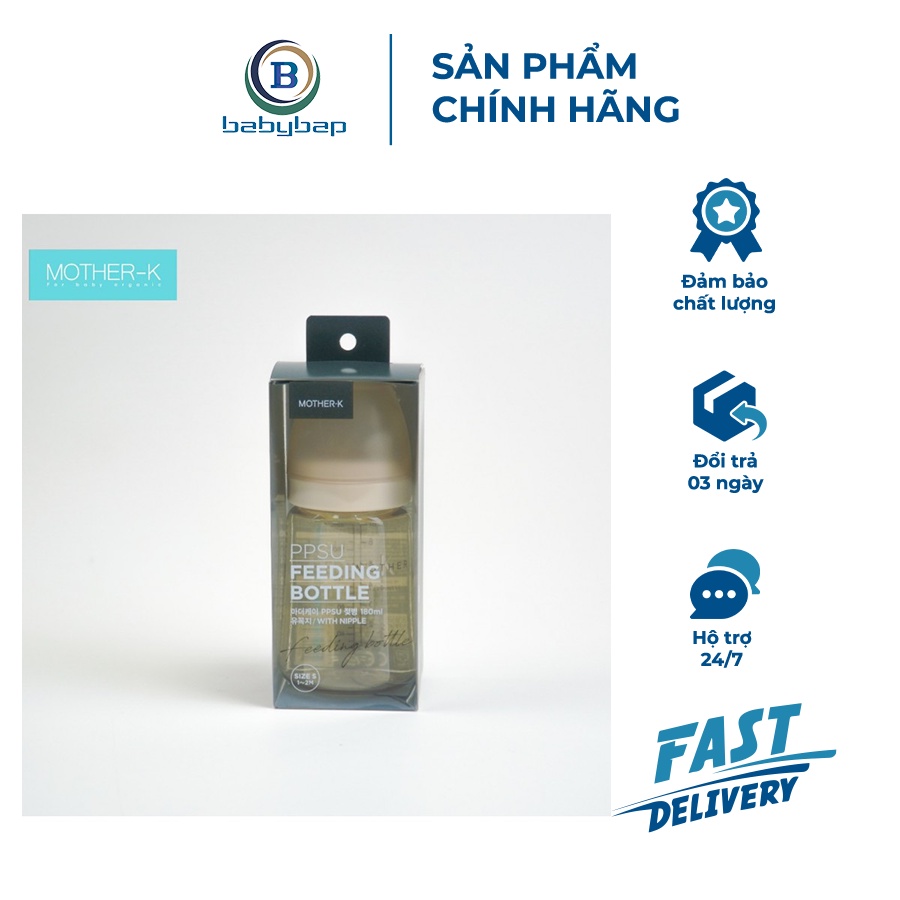 Bình Sữa PPSU Hàn Quốc Mother-K Chịu Nhiệt Đến 200 Độ C 180ml/280ml