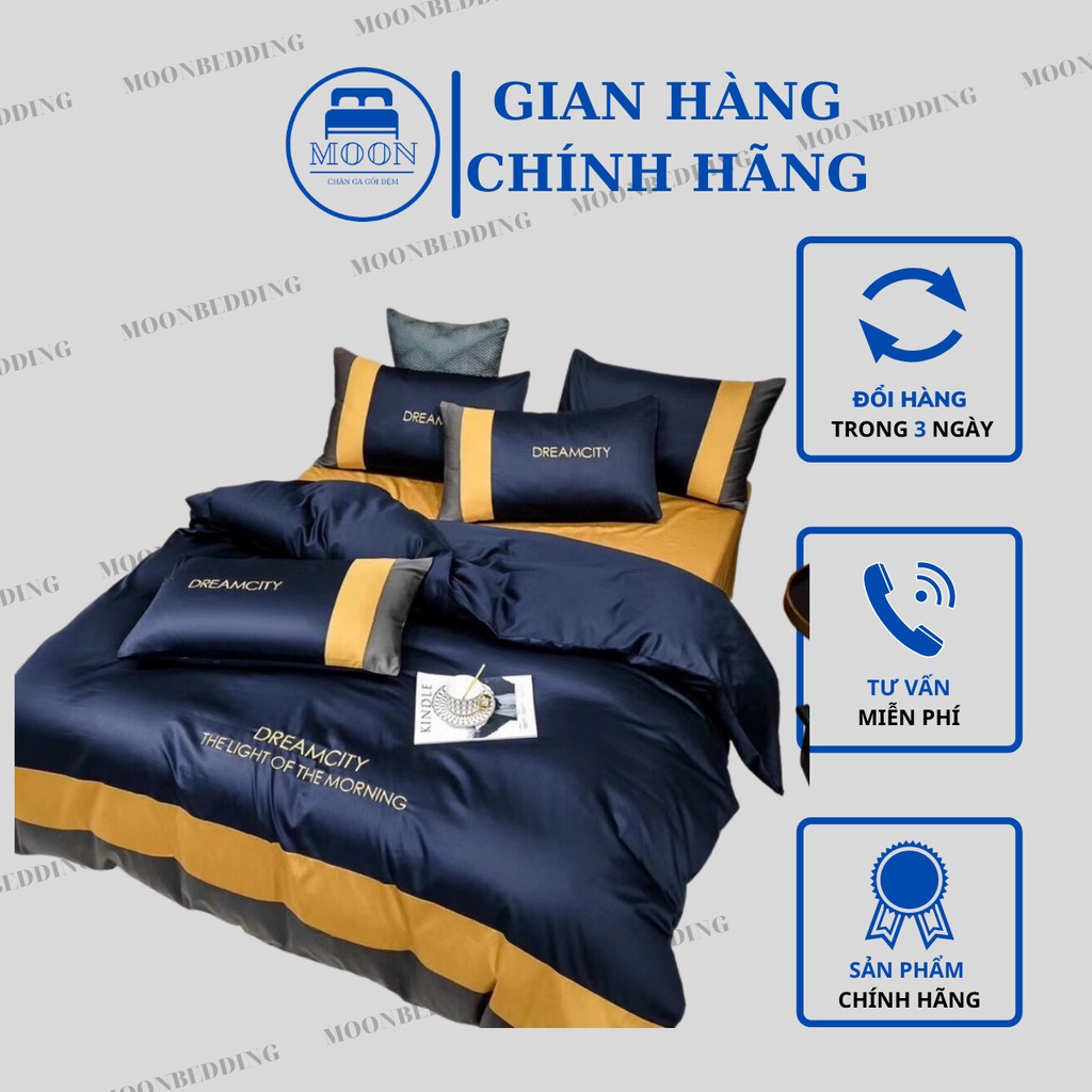 Bộ Chăn Ga Lụa Phối DREAMCITY 60s Cao Cấp