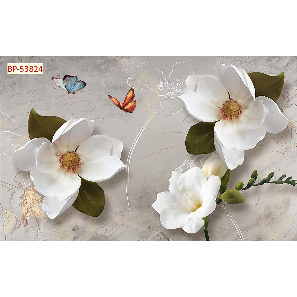 Tranh dán tường 3d trang trí phòng khách Hoa 3D nhẹ nhàng