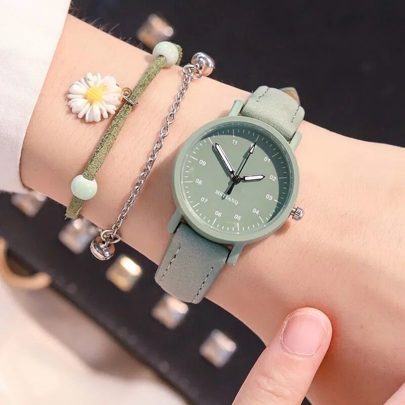 Đồng Hồ Quartz Nữ Dây Da Mặt Tròn