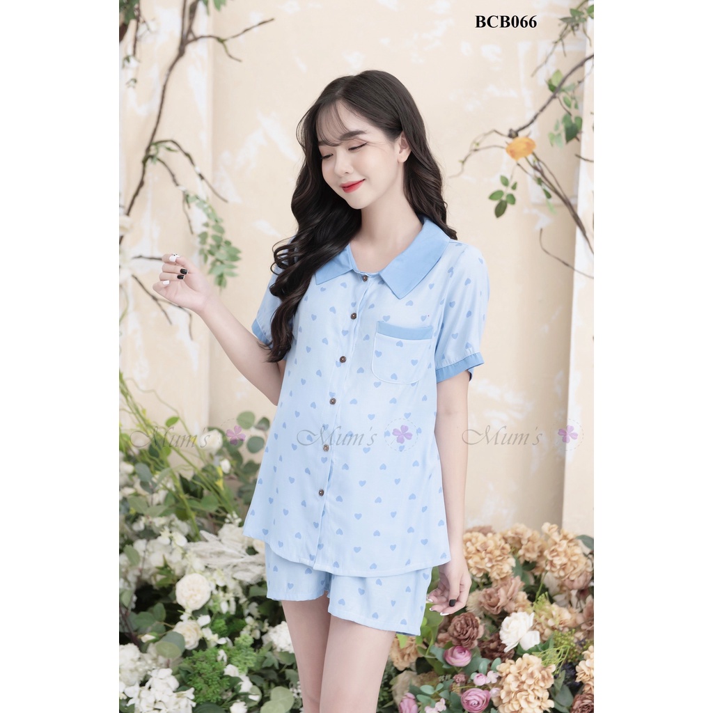 &quot;Đồ bộ mặc bầu và sau sinh FREESHIP bộ đũi tim xanh cổ đức