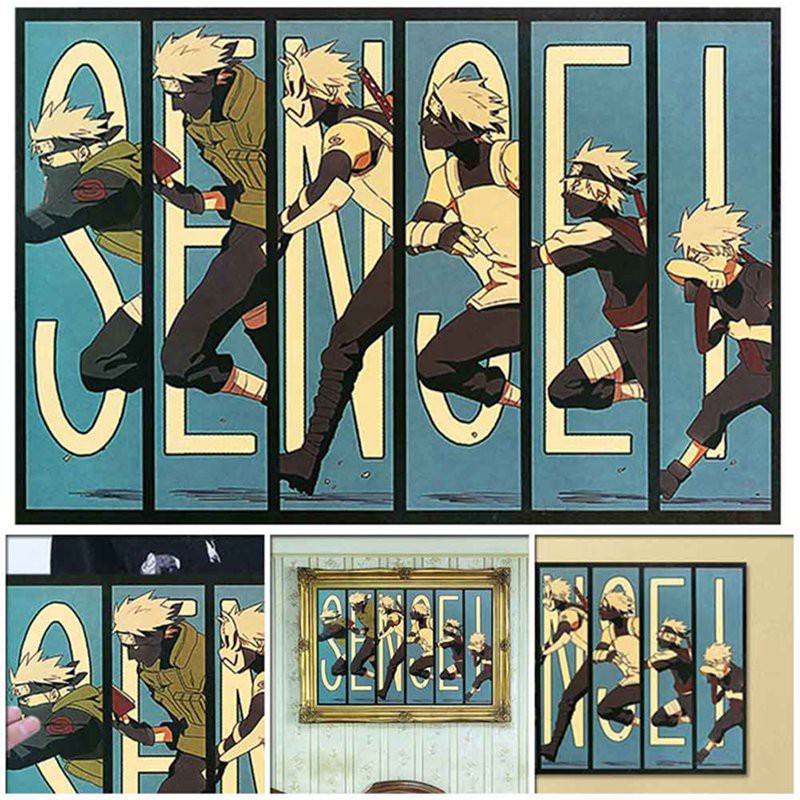 flowersqueen Poster bằng giấy hình các nhân vật trong Naruto kiểu retro