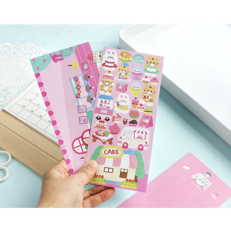 Sticker cute/ Set 2 tấm sticker hình dán hình thú dễ thương trang trí toploader sổ planner bullet journal Tẻn Tẻn