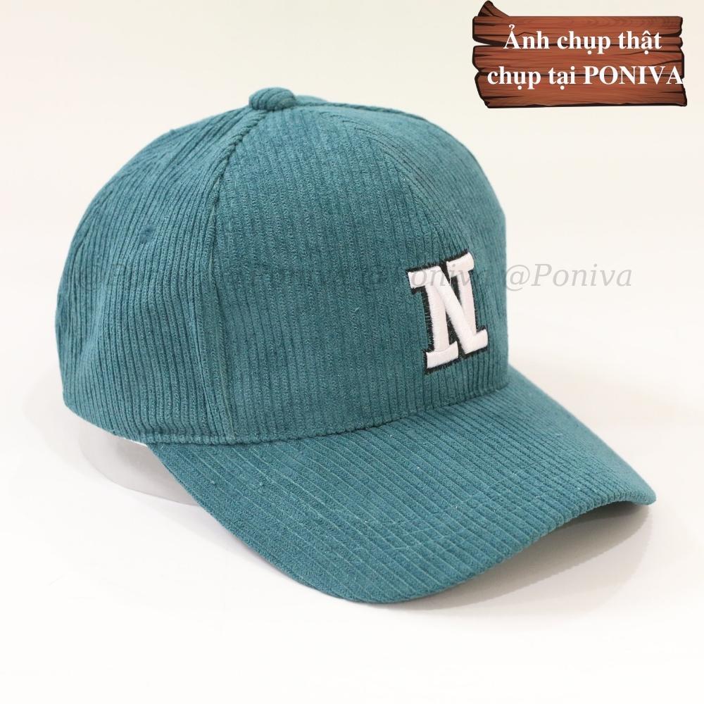 Mũ lưỡi trai ❤️ Nón kết thêu chữ N chất nhung tăm form unisex phong cách Ulzzang Thời trang PONIVA siêu hot