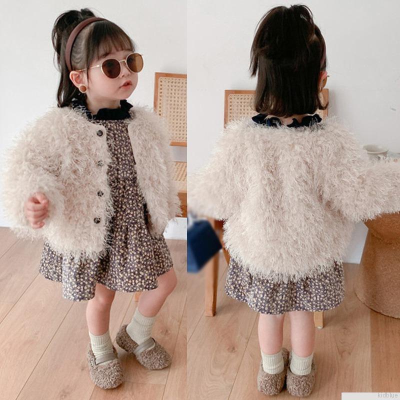 Áo khoác len lót nhung phong cách Hàn Quốc thời trang cho bé gái