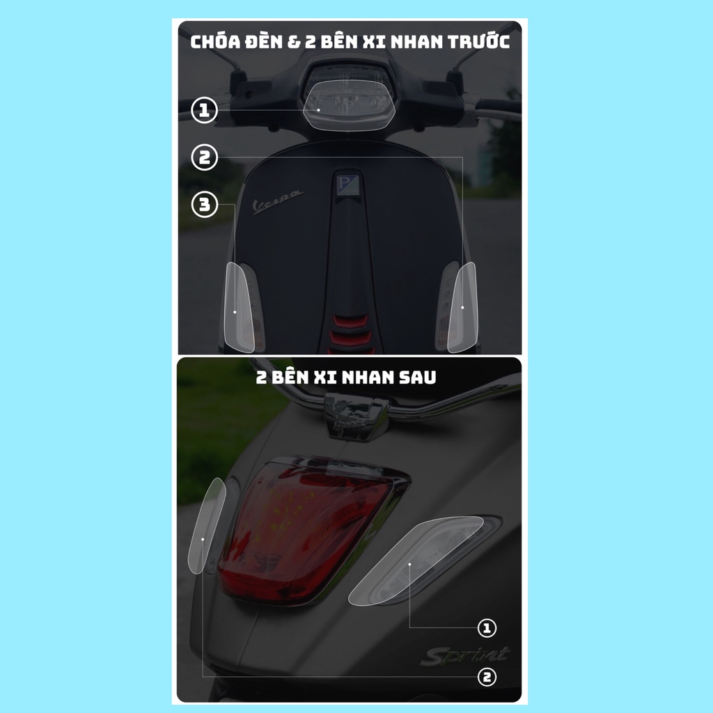 PPF DECAL VESPA Sprint - Primarena Liberty cao cấp chống trầy xước mặt đồng hồ Vespa, LÀM ĐẸP XE