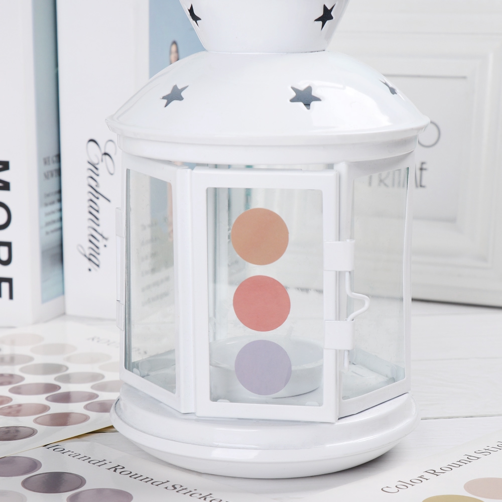 Set 1/5 tấm sticker hình tròn trơn màu trang trí sổ tay