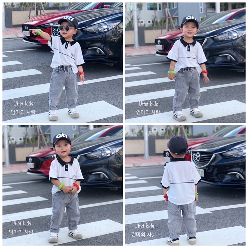 ÁO THUN CỔ POLO CHO BÉ GÁI VÀ BÉ TRAI 235 SIZE 80 ĐẾN 120