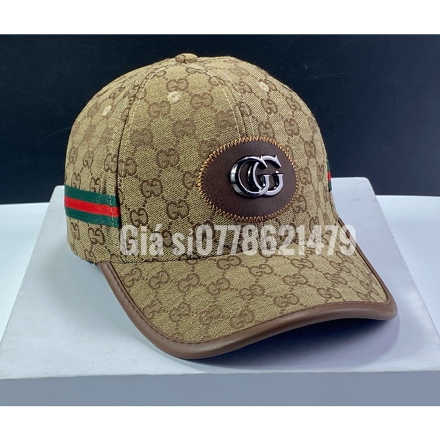 Mũ kết Gc sắt thể thao thời trang - nón kết lưỡi trai vải nhập dệt chữ viền da nâu