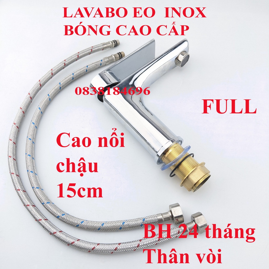 Vòi rửa mặt nóng lạnh kiểu tròn eo LABABO EO NÓNG LẠNH. Inox 304 cao cấp. Vòi lavabo nóng lạnh. Lavabo eo nóng lạnh