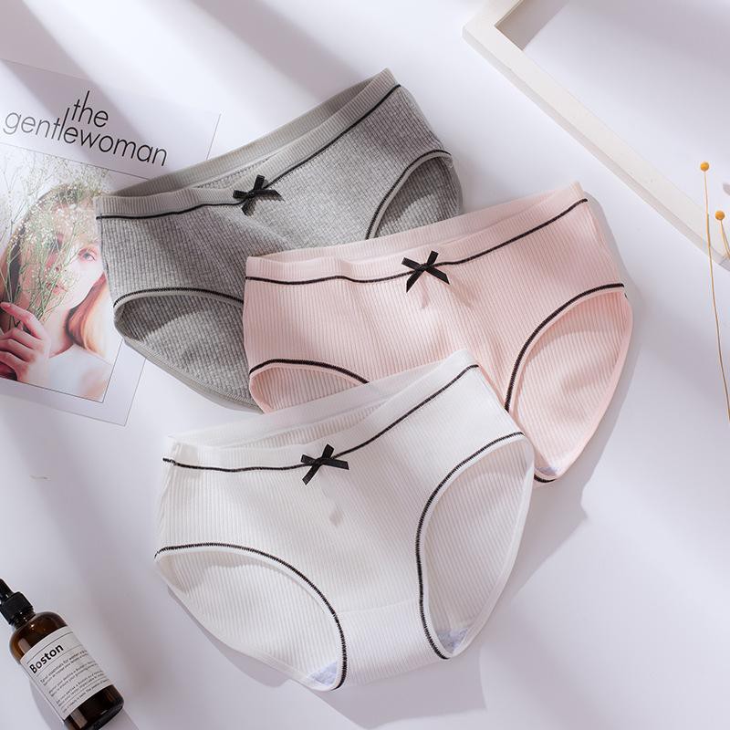 [Set 10 quần] Quần lót nữ Muji cotton gân tăm phối nơ xinh | BigBuy360 - bigbuy360.vn