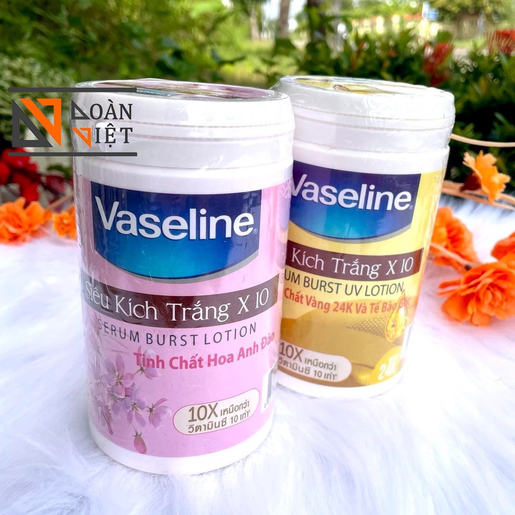 [Combo 2 hủ] Kích trắng da, dưỡng trắng toàn thân Vaseline X10 -Hàng Thái Lan 500g, da trắng hồng, se khít lỗ chân lông