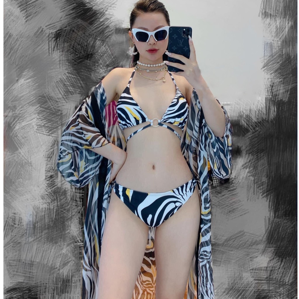 BIKINI 2 MẢNH HỌA TIẾT NGỰA VẰN KÈM ÁO KHOÁC CAO CẤP BIKINISTORE | BigBuy360 - bigbuy360.vn