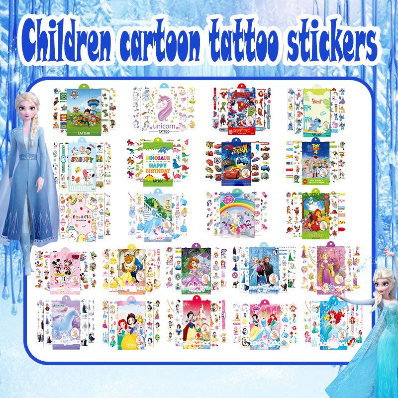 Bộ 4 miếng dán hình xăm công chúa Disney xinh xắn cho bé
