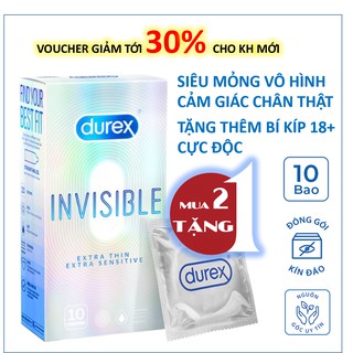 [BAO CAO SU MỎNG NHẤT THẾ GIỚI] Bao cao su DUREX INVISIBLE  mỏng, an toàn, uy tín ( 10bao/ 1 hộp bcs)