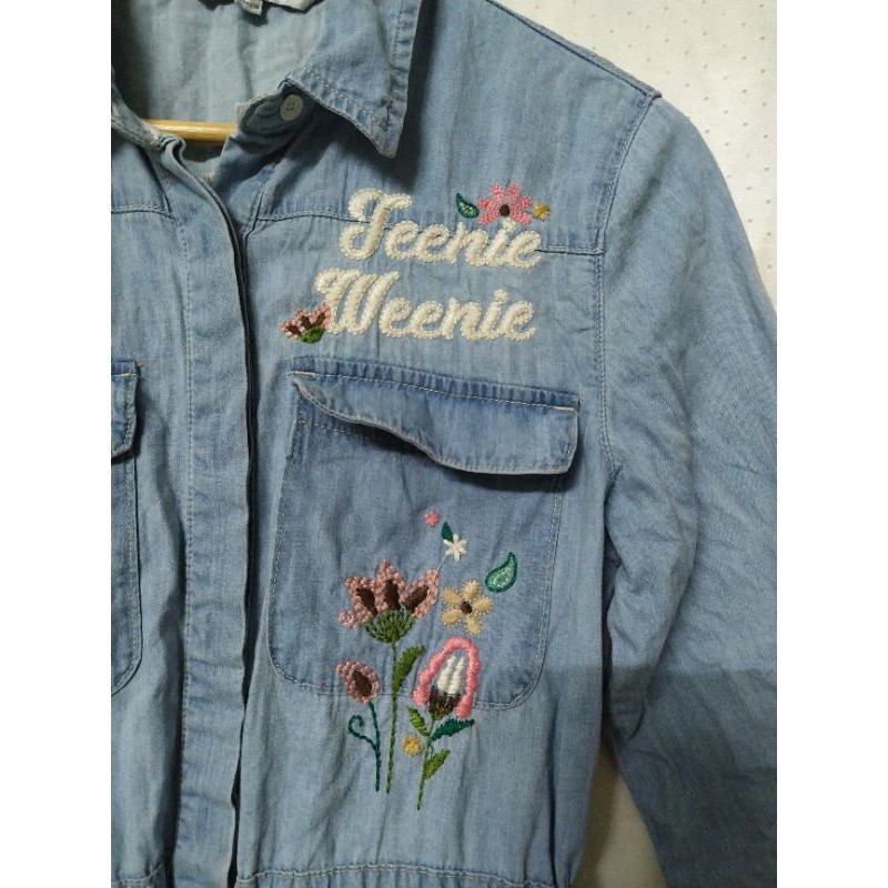 Đầm jean thêu size S M eo freesize đến 88 dài 87