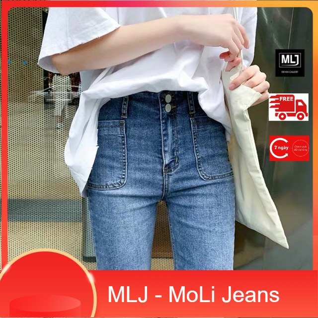 Quần jean ngố / lửng BIG SIZE lưng cao, co dãn mạnh, lưng kiểu 2 nút nhiều màu đa dạng 3335 Molijean