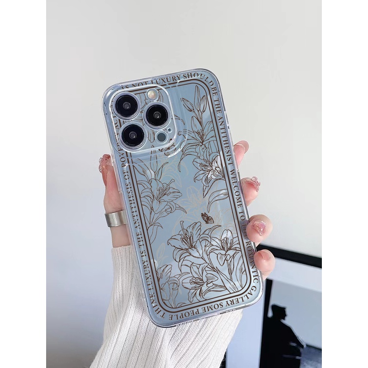 Ốp Điện Thoại TPU Gel Đệm Khí Chống Rơi Hình Hoa Màu Trong Suốt iPhone 13 Pro Max 14 12 iPhone 11 XR 8 7 SE 2022