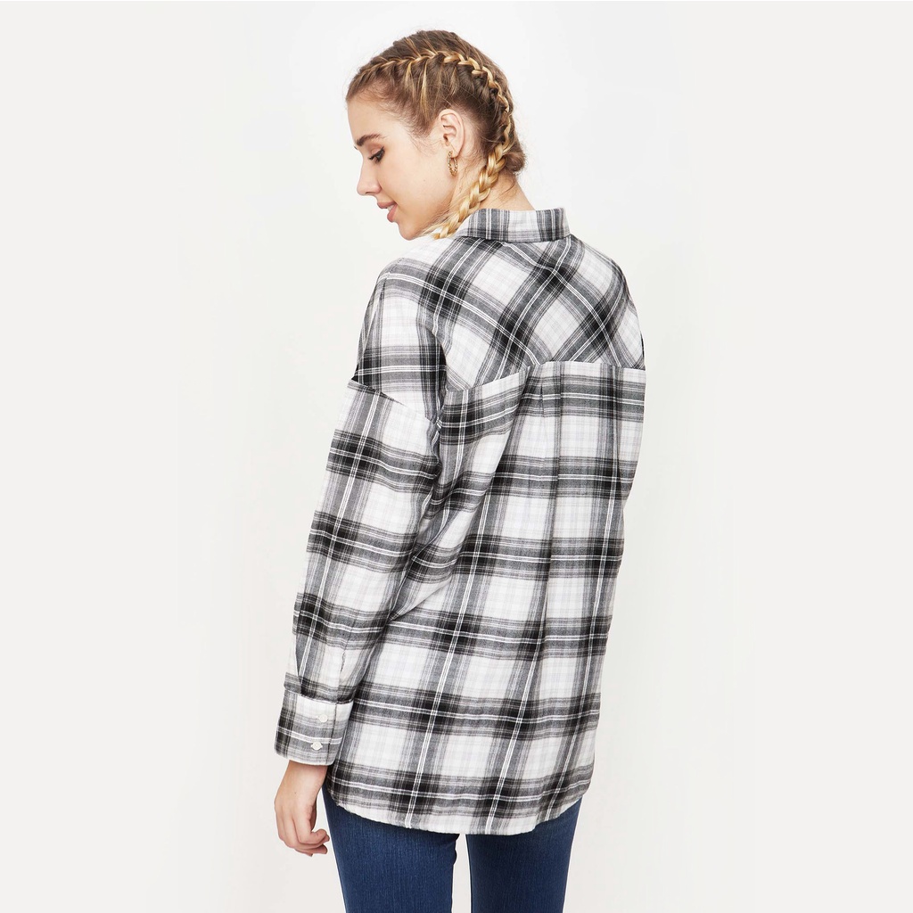 NINOMAXX Áo sơ mi caro nữ Tay Dài Sọc Kẻ Caro 1908040