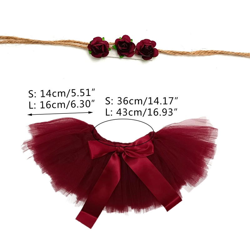 Set 2 Món Đồ Chụp Ảnh Gồm Chân Váy Tutu + Băng Cài Đầu Bằng Vải Tuyn Cho Bé Sơ Sinh