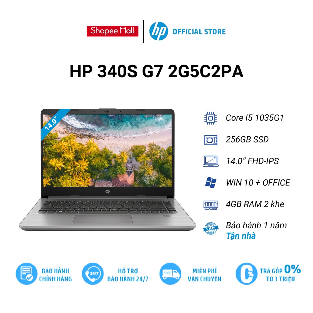 [Mã ELHP15 giảm 10% ] (NB) HP 340s G7 i5-1035G1/4GD4/256GSSD/14.0FHD/FP/WL/BT/3C41WHr/XÁM/W10SL