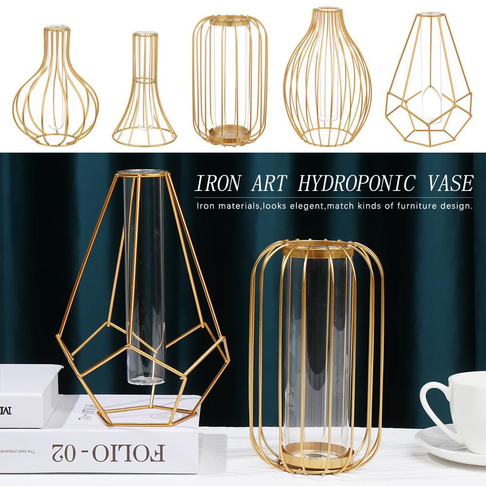 WATTLE Lọ Hoa Thủy Tinh Bằng Sắt Có Giá Đỡ Kim Loại Nghệ Thuật Trang Trí Bàn