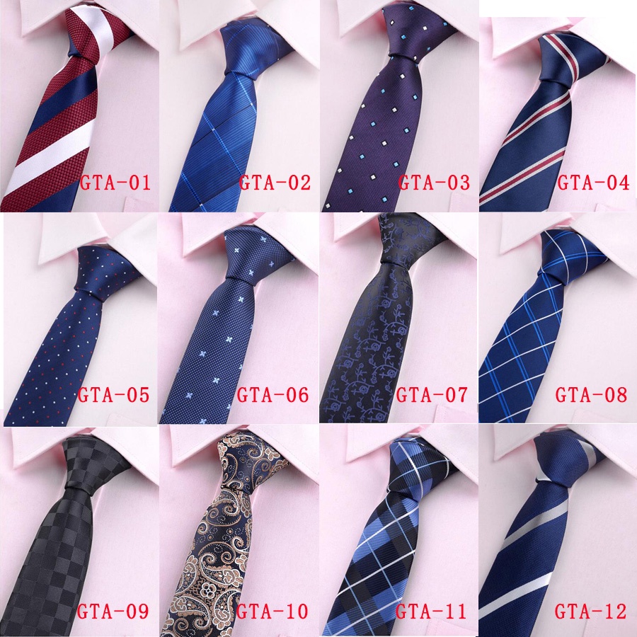 Cà Vạt Bản Nhỏ 6CM Họa Tiết Sọc / Chấm Bi Thời Trang Công Sở Cho Nam