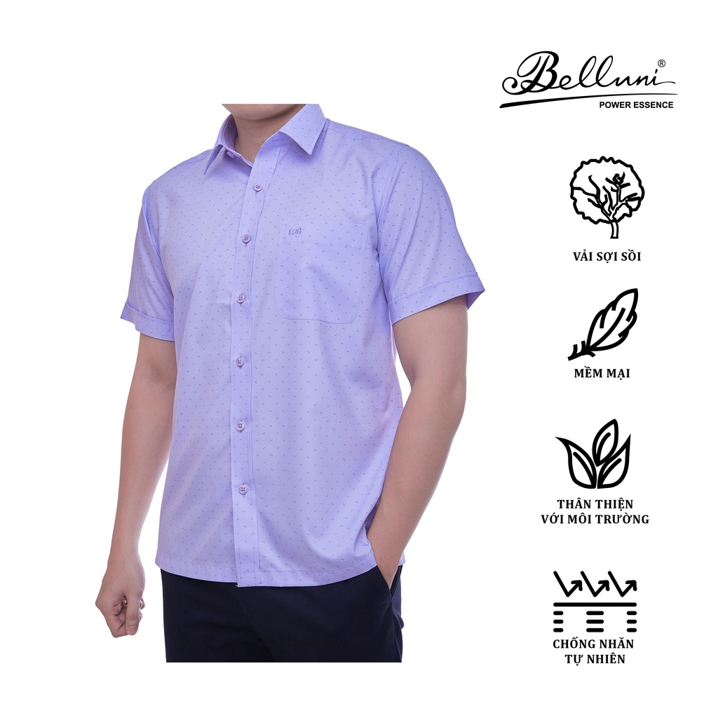 Áo sơ mi nam ngắn tay BELLUNI vải sợi sồi mềm mại thoải mái - ABN.SPM.BE.213.V5