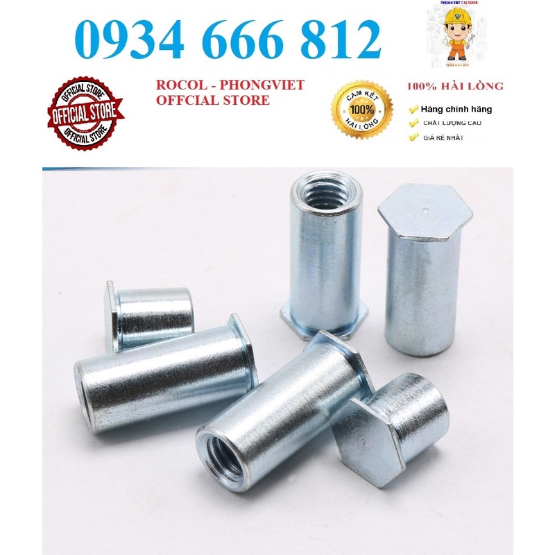 Combo 50c Trụ tán ren trong BSO M3X4,BSO M3X6,BSO M3X8,BSO M3X10,BSO M3X12,BSO M3X14,BSO M3X16,BSO M3X20,BSO M3X22