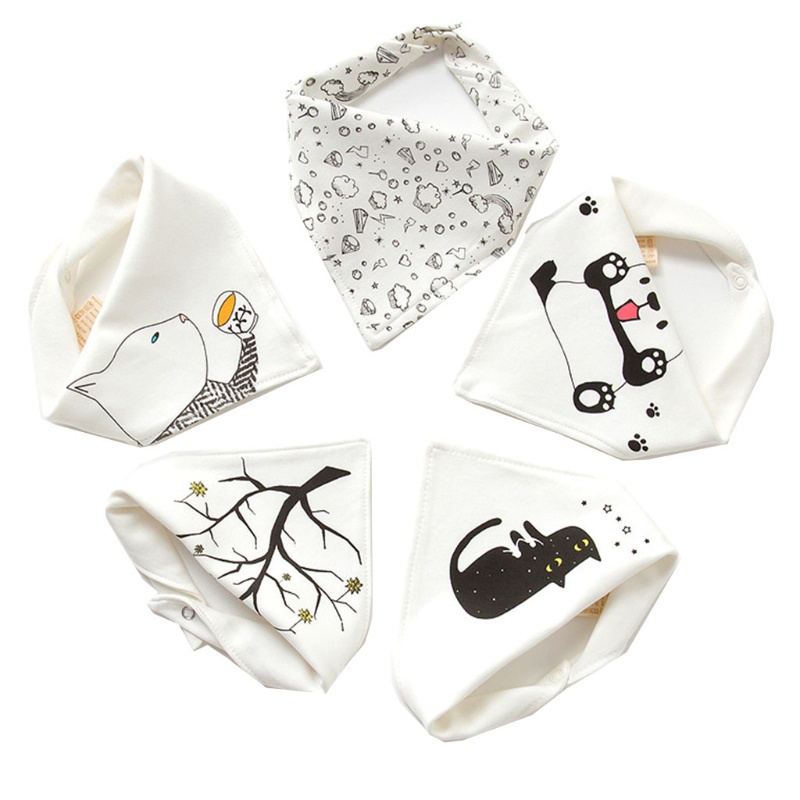 Set 5 Yếm Ăn Cotton Mềm Mại Hình Tam Giác Cho Bé Sơ Sinh
