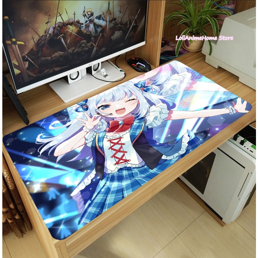 Tấm Lót Chuột Và Bàn Phím Cỡ Lớn In Hình Anime Gura Gawr YouTuber Chống Trượt Tiện Dụng Cho Học Sinh