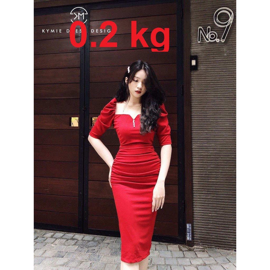 Váy body đỏ phối đính hạt A500.249