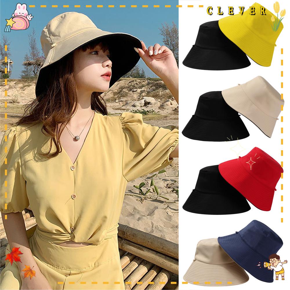 Mũ Bucket Chống Tia UV Bằng Vải Cotton Vành Rộng Hai Mặt Thời Trang Cho Nam Và Nữ