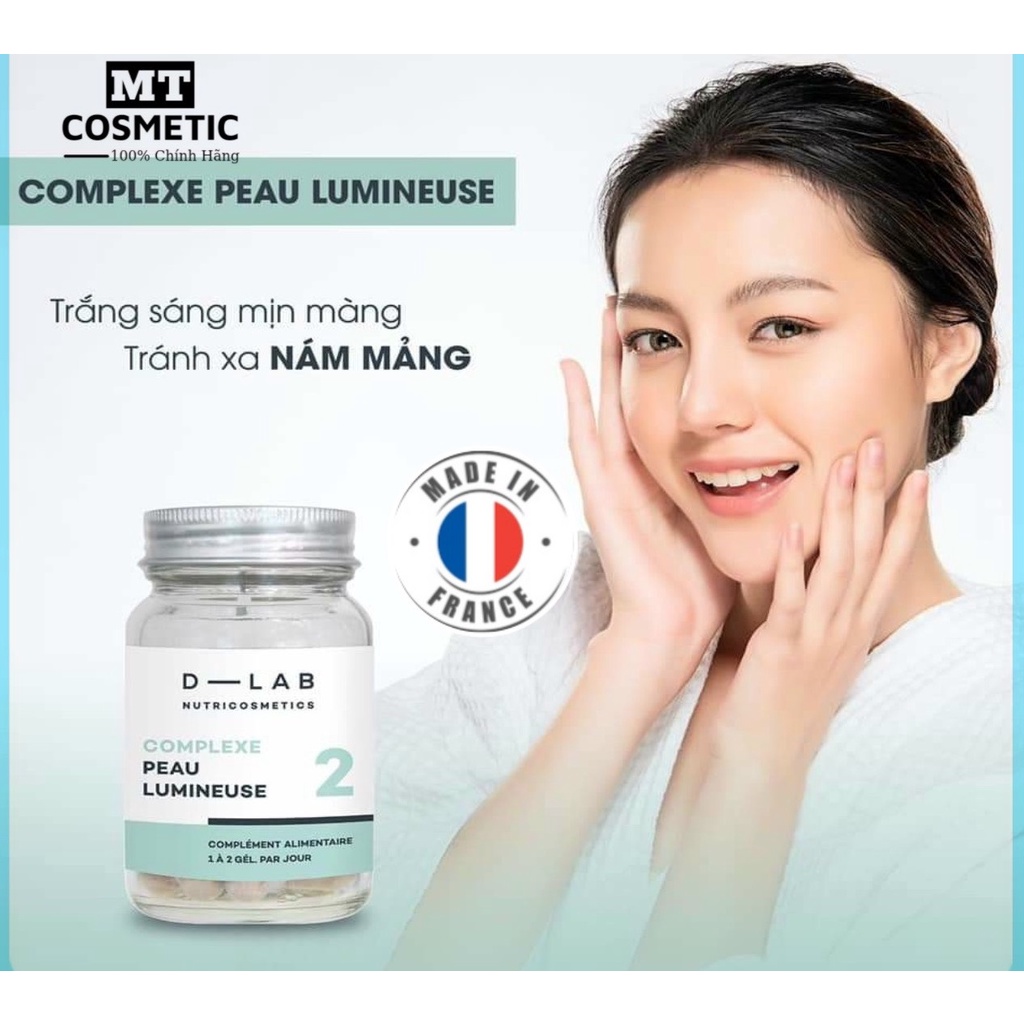 Combo Dlab cấp ẩm mờ thâm nám  - Viên HA Absolu Hyaluronique - Viên trắng da COMPLEXE PEAU LUMINEUSE
