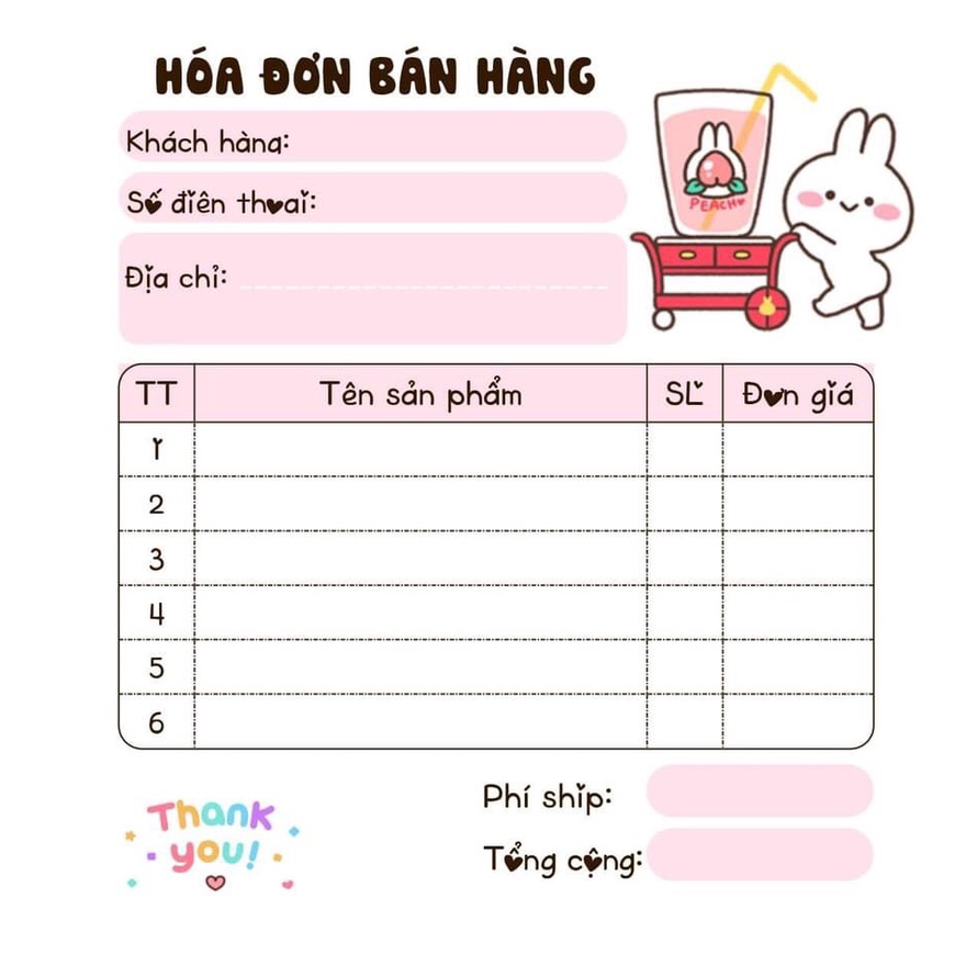 [10 CUỐN TẶNG 1 CUỐN] 10 cuốn HOÁ ĐƠN BÁN HÀNG GẦU MINI DỄ THƯƠNG