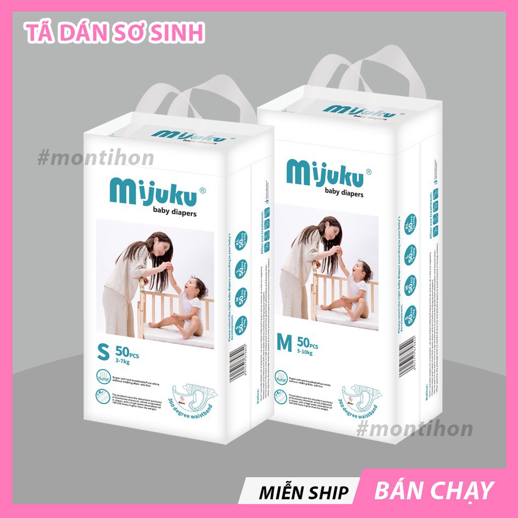 (FREESHIP) TÃ DÁN CAO CẤP MIJUKU S100 M100 L100 Siêu Thấm Hút An Toàn Cho Làn Da Em Bé