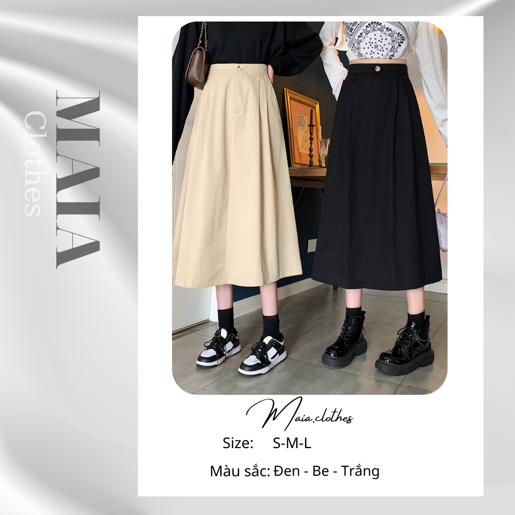 Chân Váy Dáng Dài Lưng Chun Chất Kaki Có túi hai bên 180 Maia.clothes