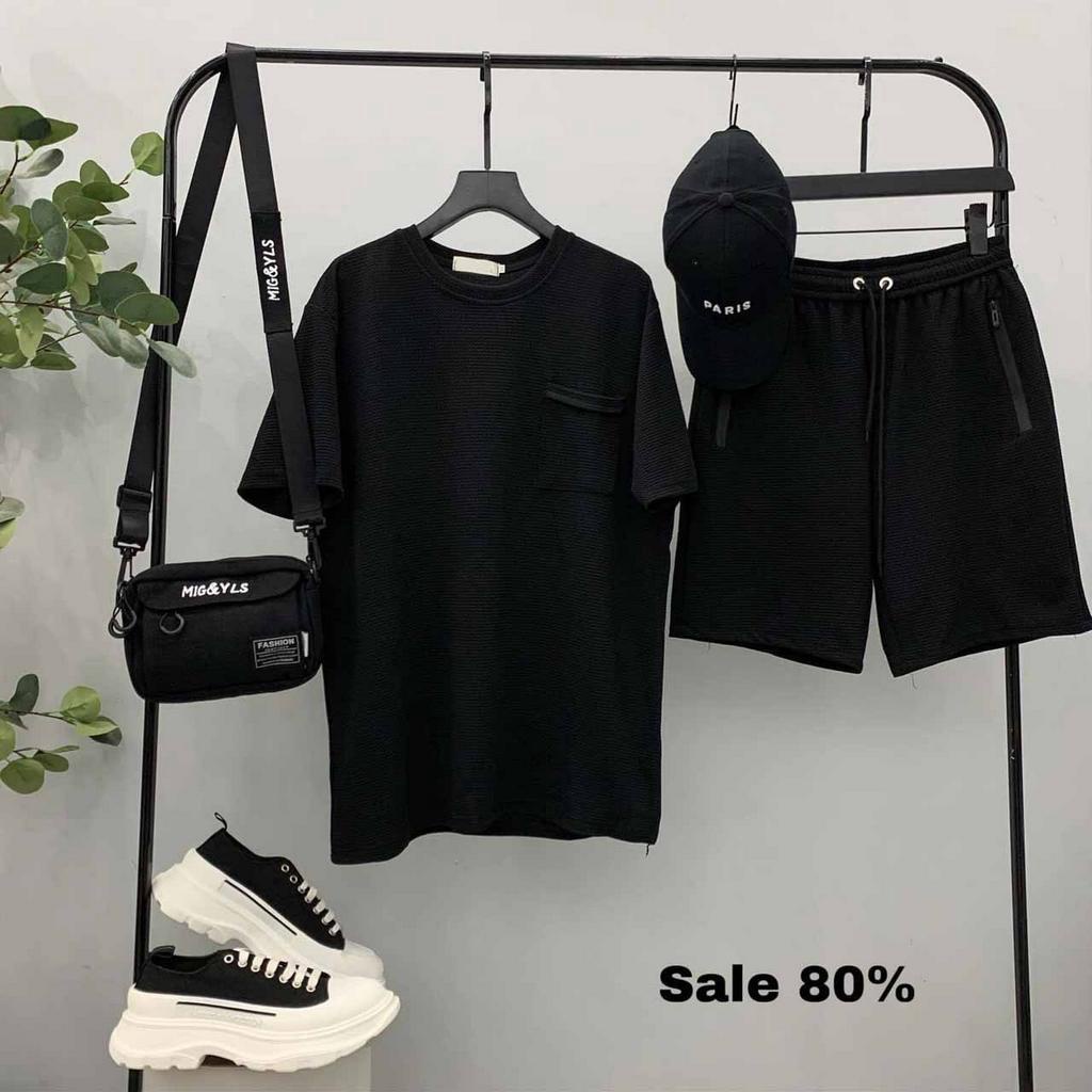 Bộ thể thao nam, đồ bộ nam mặc nhà mùa hè chất Cotton Xốp Thái nguyên sét quần áo