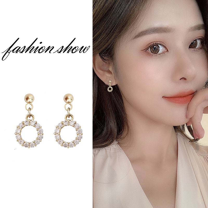 Khuyên tai dáng dài đính pha lê nhân tạo thời trang sang trọng cho nữ