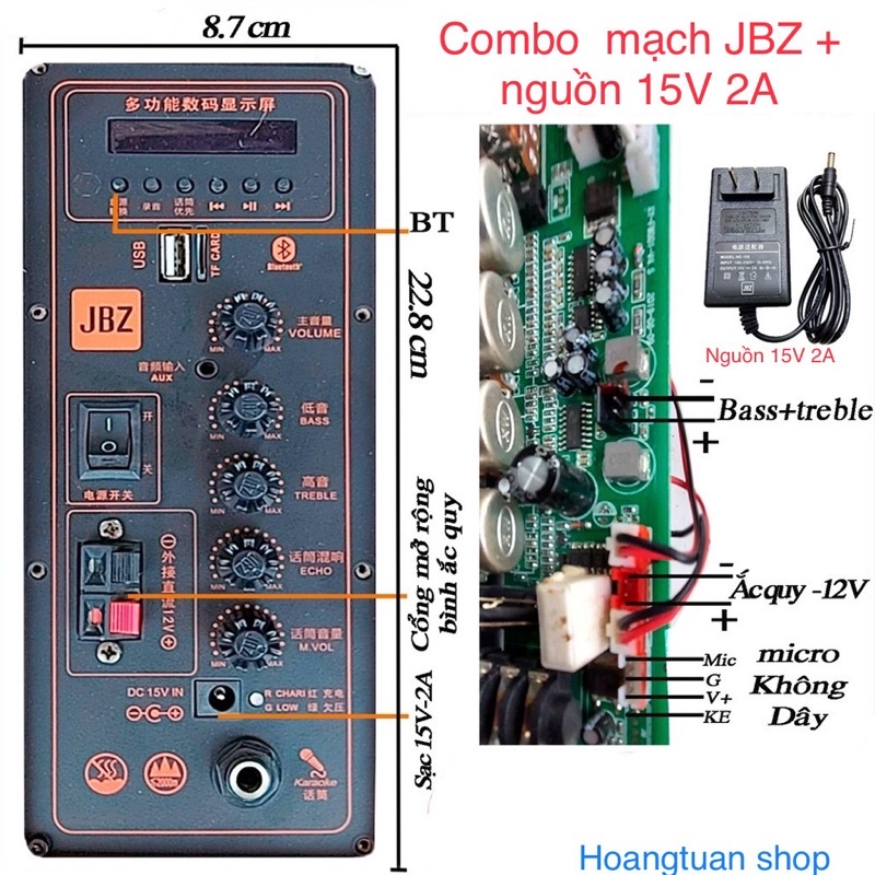 Combo Mạch jbz 109 và nguồn 15V 2A