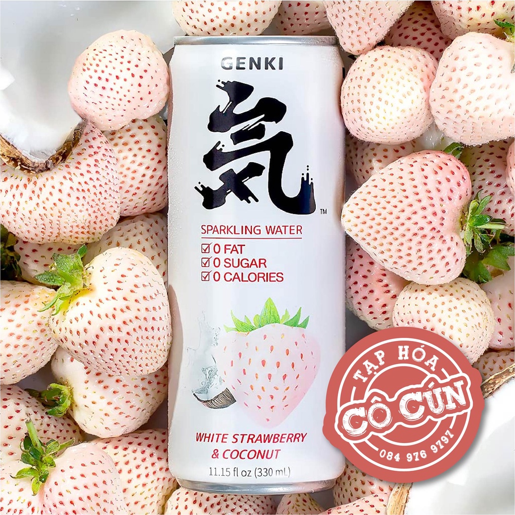 Nước Soda Genki, nước hoa quả có ga - Không béo, không đường, không calo, lon 330ml