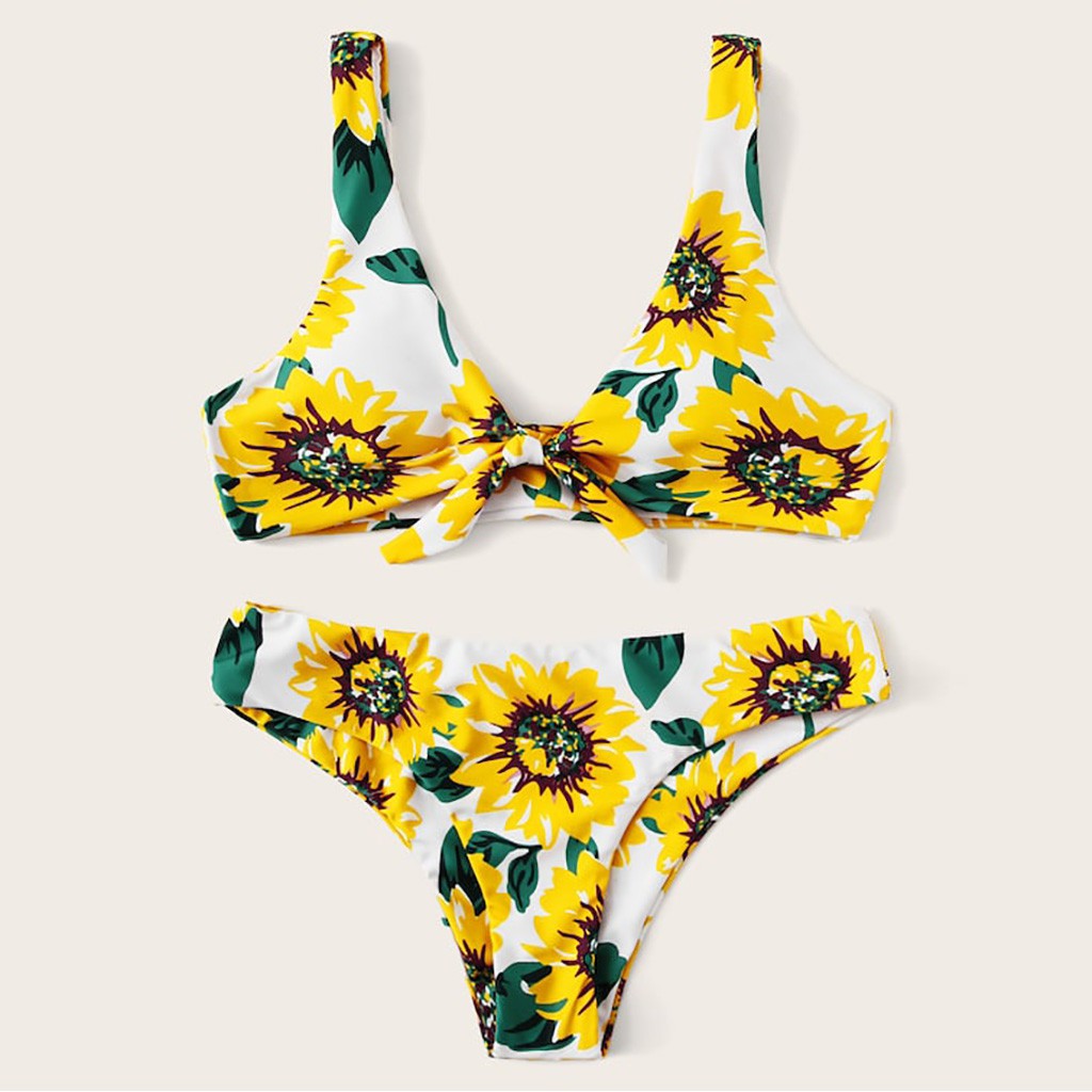 Bộ bikini 2 mảnh in hoa hướng dương thời trang cho nữ | BigBuy360 - bigbuy360.vn