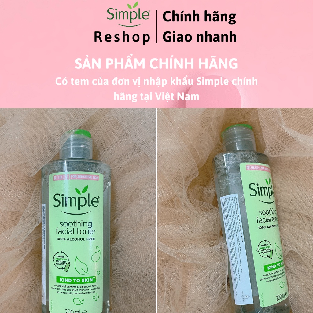 Nước Hoa Hồng Simple Cân Bằng Da Dịu Nhẹ Kind To Skin Soothing Facial Toner 200ml