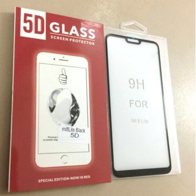 Kính cường lực 5D xiaomi mi 8 lite full màn ( đen)