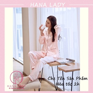 Pijama lụa mặc nhà mềm mại - Đồ bộ trơn tay dài PJ534